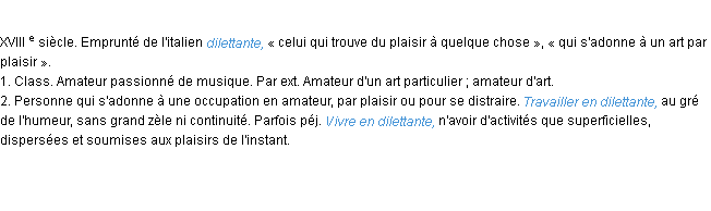 Définition dilettante ACAD 1986