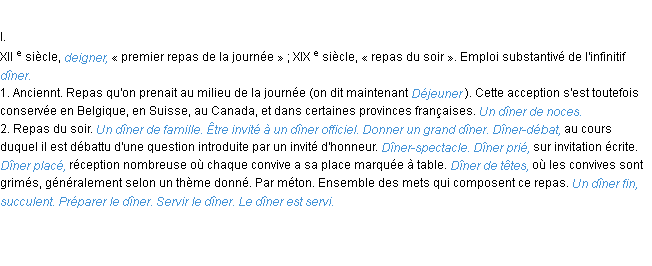 Définition dîner ACAD 1986
