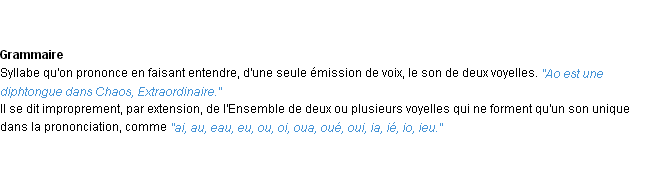 Définition diphtongue ACAD 1932