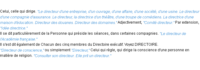 Définition directeur ACAD 1932