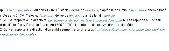 Définition directorial ACAD 1986