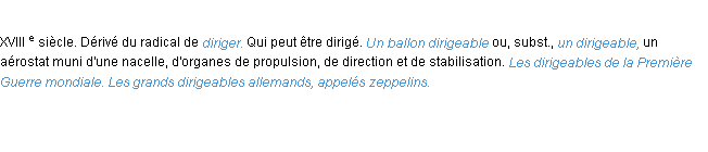 Définition dirigeable ACAD 1986