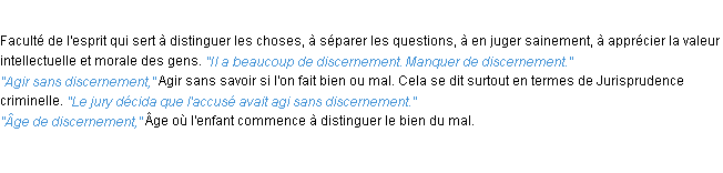 Définition discernement ACAD 1932