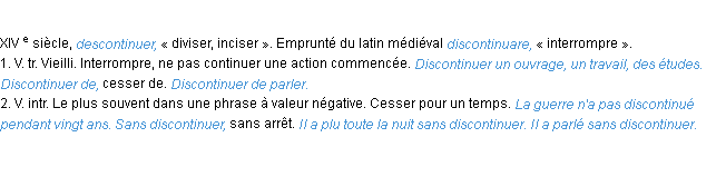 Définition discontinuer ACAD 1986