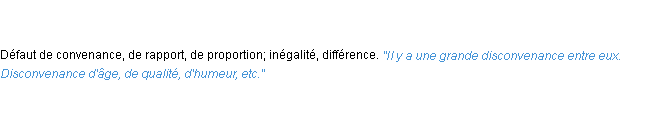 Définition disconvenance ACAD 1835