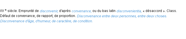 Définition disconvenance ACAD 1986