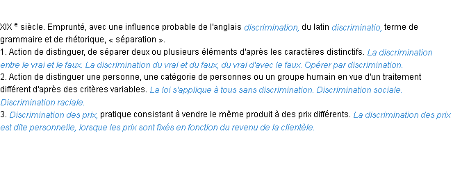 Définition discrimination ACAD 1986