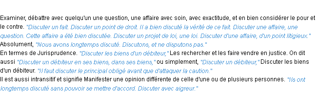 Définition discuter ACAD 1932