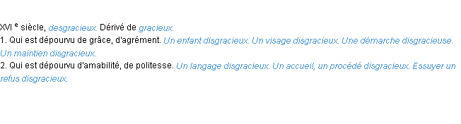 Définition disgracieux ACAD 1986