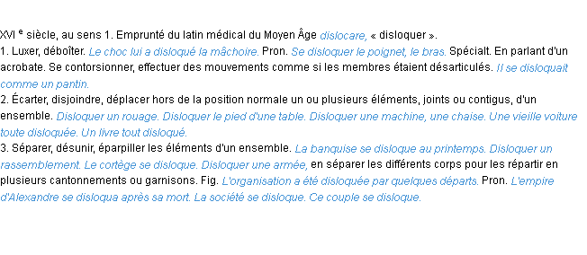 Définition disloquer ACAD 1986