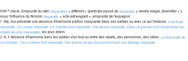 Définition disparate ACAD 1986