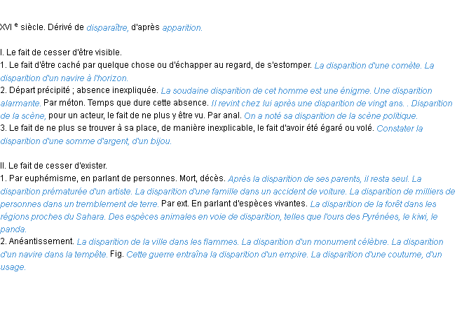 Définition disparition ACAD 1986