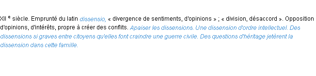 Définition dissension ACAD 1986