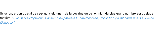 Définition dissidence ACAD 1835