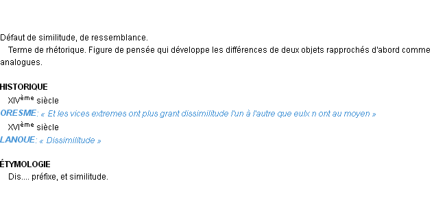 Définition dissimilitude Emile Littré