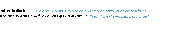 Définition dissimulation ACAD 1932