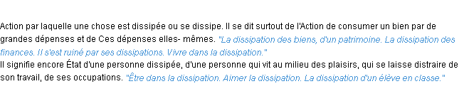 Définition dissipation ACAD 1932