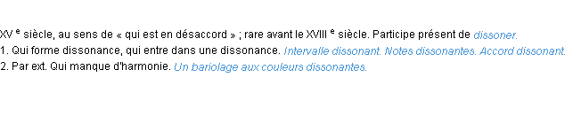 Définition dissonant ACAD 1986