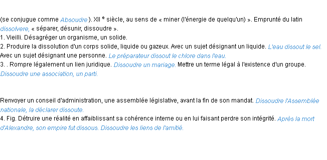 Définition dissoudre ACAD 1986