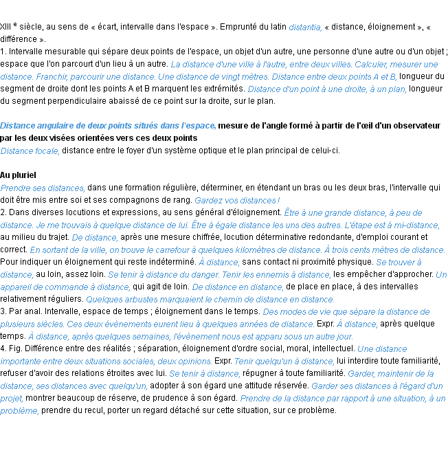 Définition distance ACAD 1986