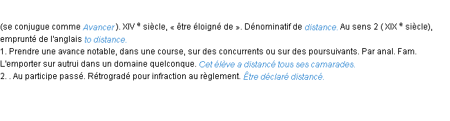 Définition distancer ACAD 1986