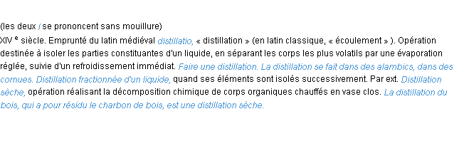 Définition distillation ACAD 1986