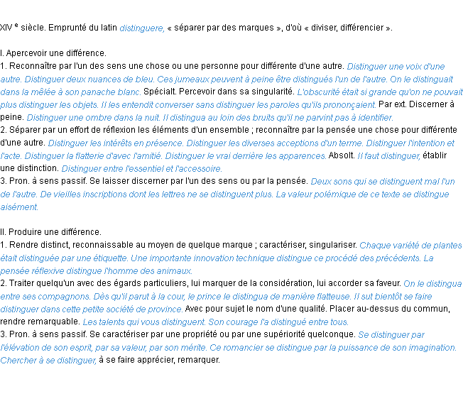 Définition distinguer ACAD 1986