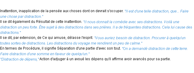 Définition distraction ACAD 1932