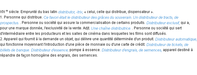 Définition distributeur ACAD 1986