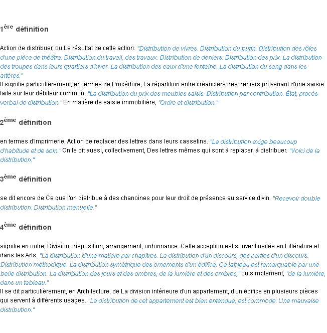Définition distribution ACAD 1835