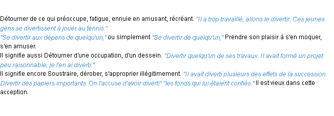 Définition divertir ACAD 1932