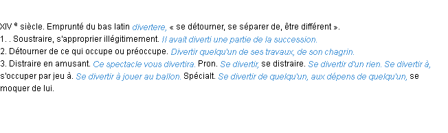 Définition divertir ACAD 1986