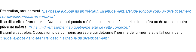 Définition divertissement ACAD 1932