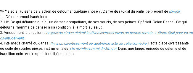 Définition divertissement ACAD 1986