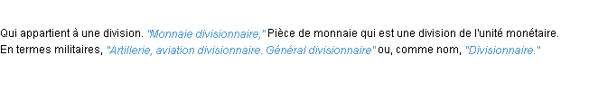 Définition divisionnaire ACAD 1932