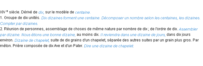 Définition dizaine ACAD 1986