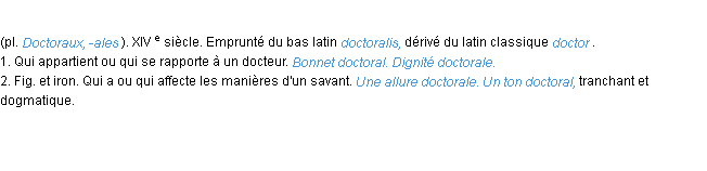 Définition doctoral ACAD 1986