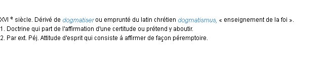 Définition dogmatisme ACAD 1986