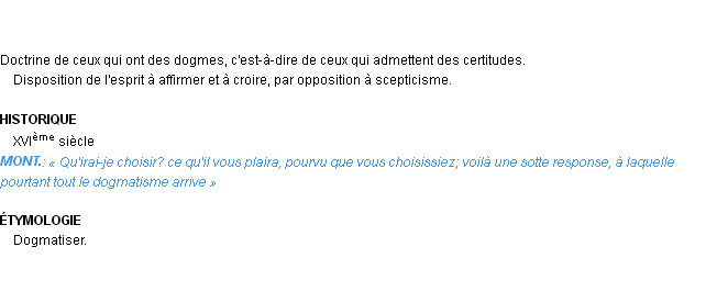 Définition dogmatisme Emile Littré