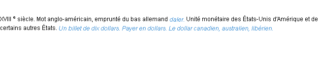 Définition dollar ACAD 1986