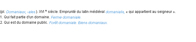 Définition domanial ACAD 1986