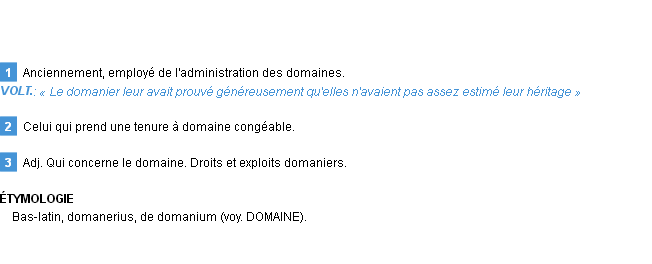 Définition domanier Emile Littré