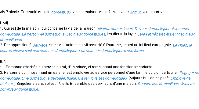 Définition domestique ACAD 1986