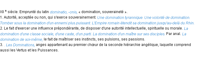 Définition domination ACAD 1986