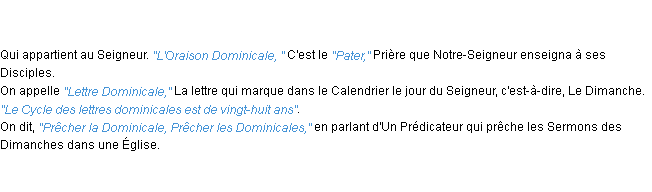 Définition dominical ACAD 1798