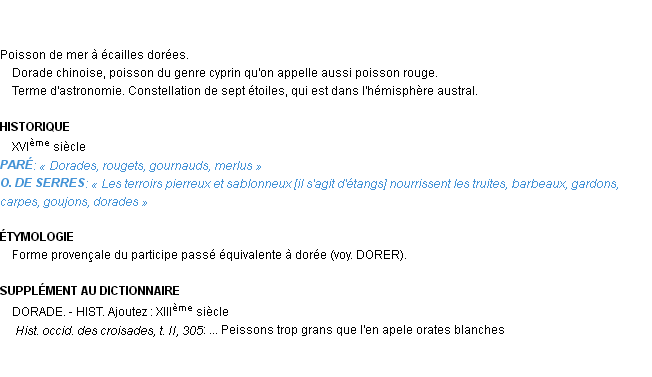 Définition dorade Emile Littré
