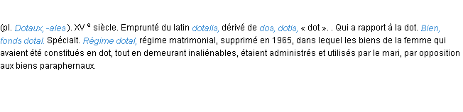 Définition dotal ACAD 1986