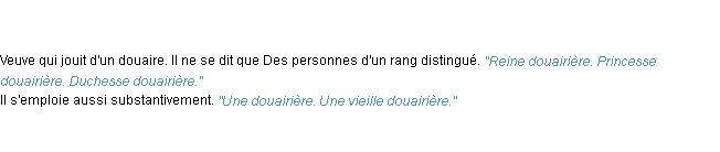Définition douairière ACAD 1835
