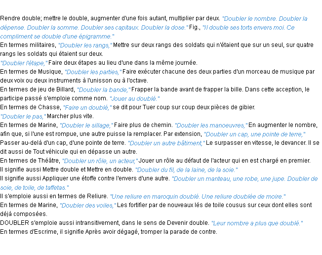 Définition doubler ACAD 1932