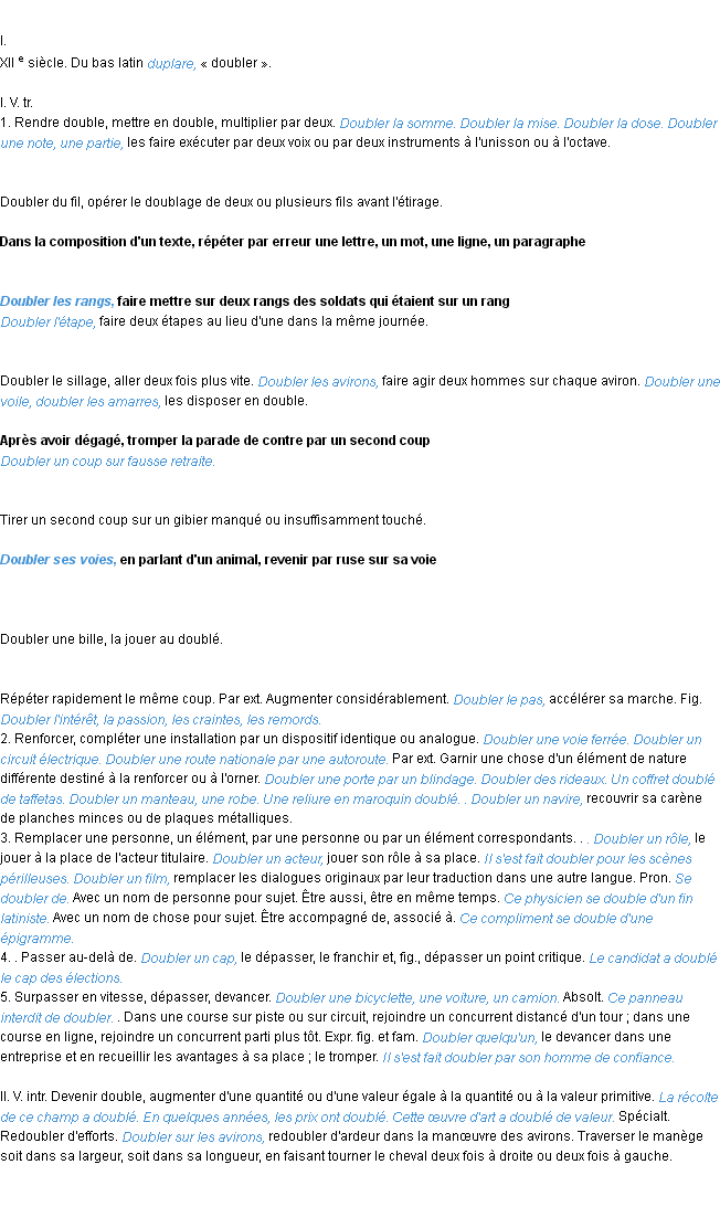 Définition doubler ACAD 1986